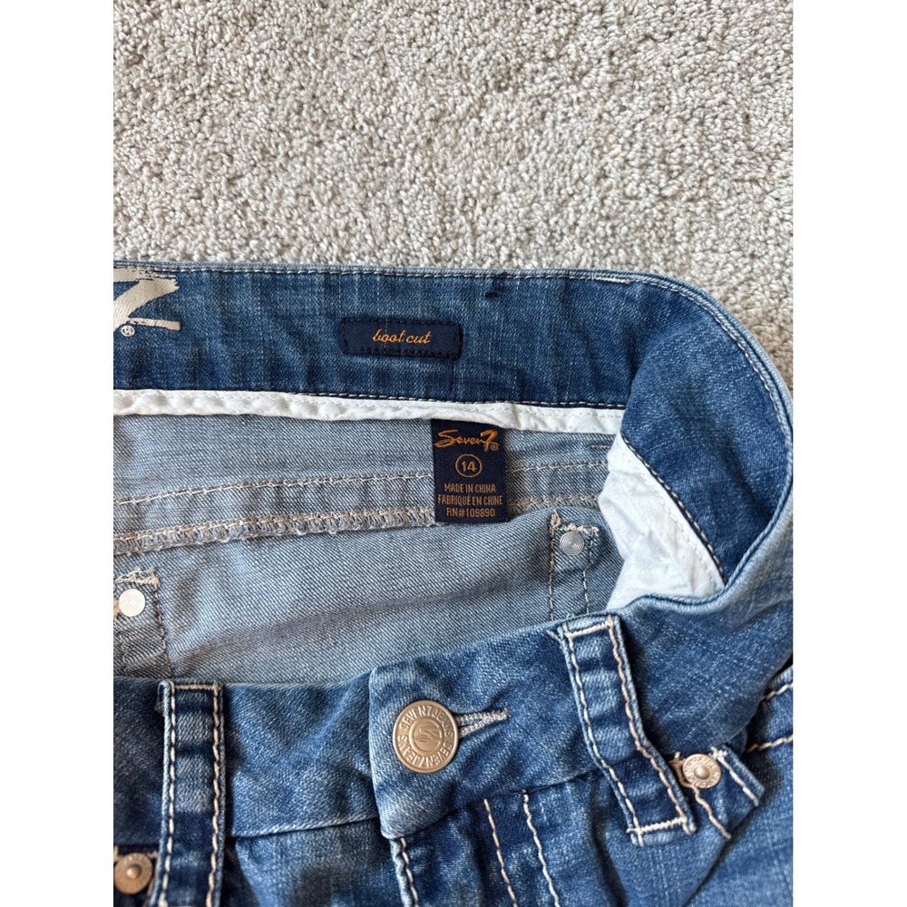 Seven7 Womens Bootcut Jeans Medium Wash Sequin Embroidered Pockets Size 14 - Picture 4 of 5